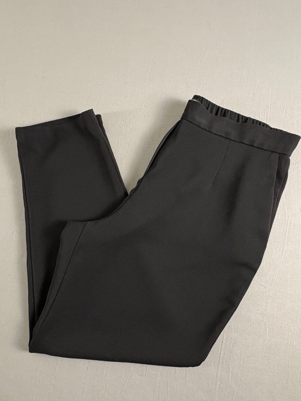 Quince Stretch Crepe Pleated Ankle Pants Black L Pull On Work Career Minimalist